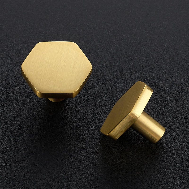 Ravinte Decor 25 Pack Gold Cabinet Knobs, Kitchen Cabinet Knobs Solid Cabinet Pulls for Kitchen Cabinet Drawers, Hexagon Dresser Knobs for Cabinet Hardware 1.1"" Closet Door Knob - Image 2